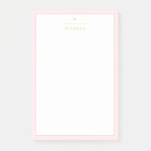 Monogram Elegant Blush Pink Gold Minimalist Classy Post-it Notes