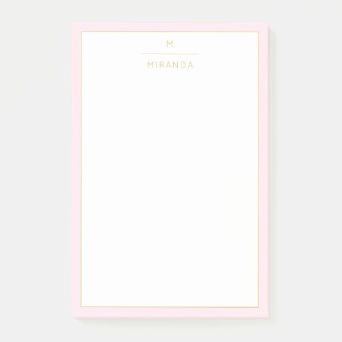 Monogram Elegant Blush Pink Gold Minimalist Classy Post_it Notes