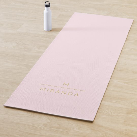 Monogram Elegant Blush Pink Minimalist Classy Chic Yoga Mat