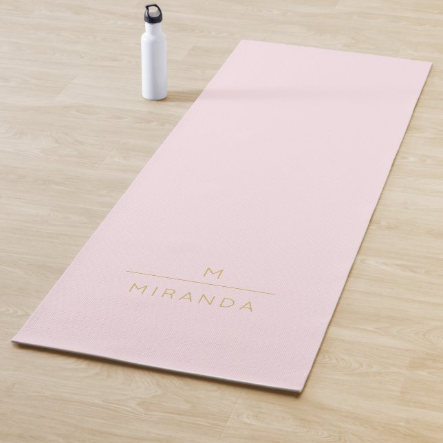 Monogram Elegant Blush Pink Minimalist Classy Chic Yoga Mat (In Situ)