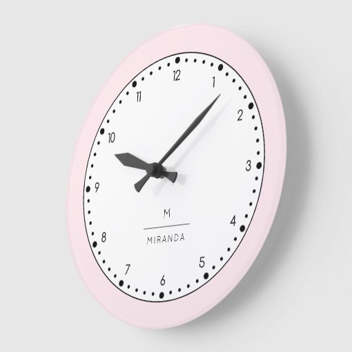 Monogram Elegant Blush Pink Wall Clock | Zazzle