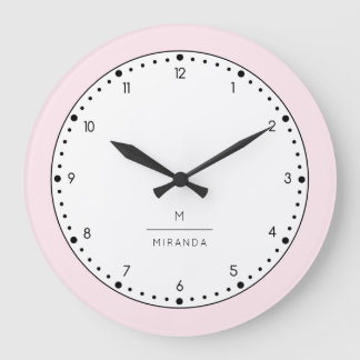 Monogram Elegant Blush Pink Wall Clock