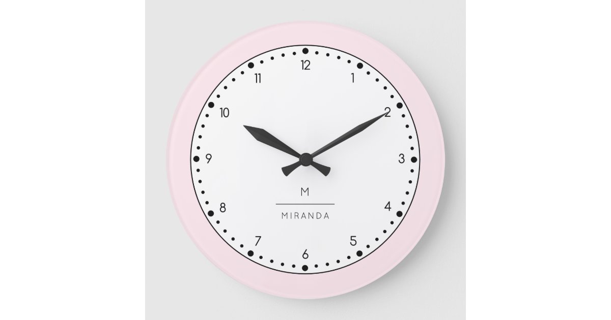 Monogram Elegant Blush Pink Wall Clock | Zazzle