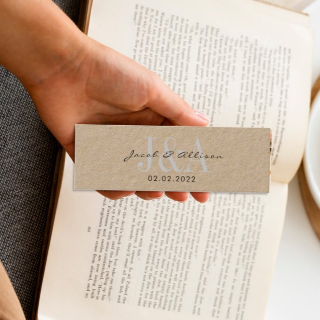 monogram elegant bookmark wedding favor mini business card (Creator Uploaded)