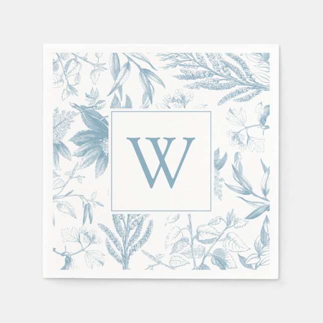 Monogram Elegant Botanical Wedding Napkins (Front)