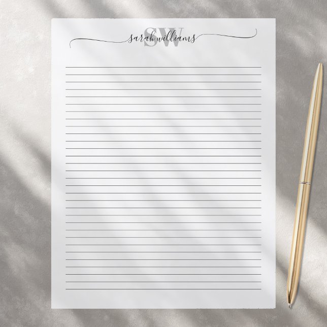 Monogram Elegant Chic Script Name Stationery Paper (Creator Uploaded)