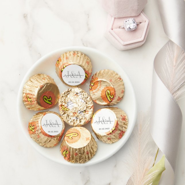 monogram elegant chocolate peanut wedding favor (Wedding)