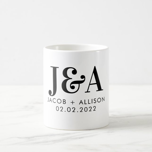 monogram elegant chocolate wedding favor coffee mug (Center)