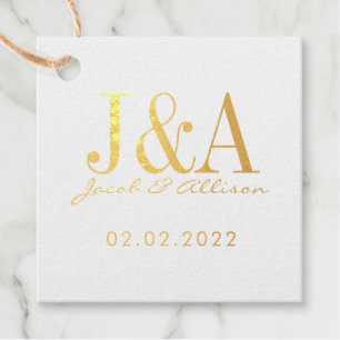 monogram elegant chocolate wedding favor foil favor tags