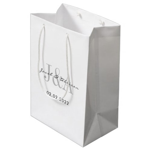 monogram elegant chocolate wedding favor medium gift bag