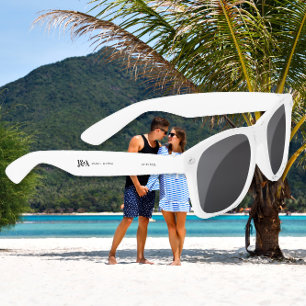 monogram elegant chocolate wedding favor sunglasses