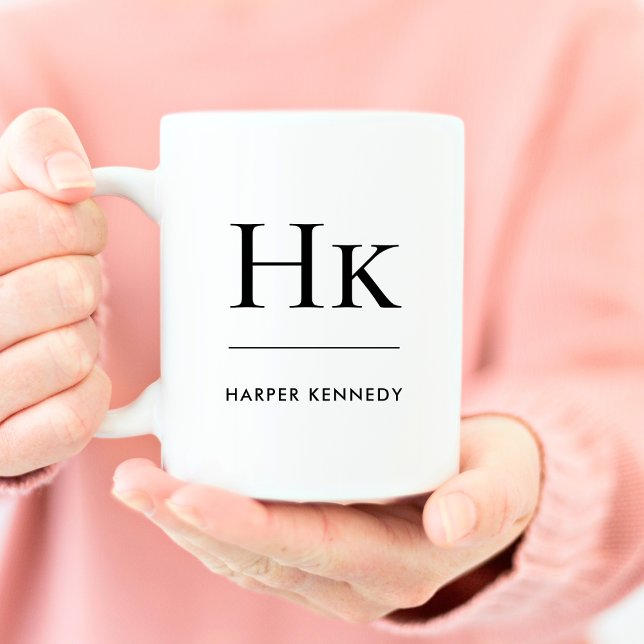 Monogram Elegant Classic Personalized Initial Name Coffee Mug (Creator Uploaded)