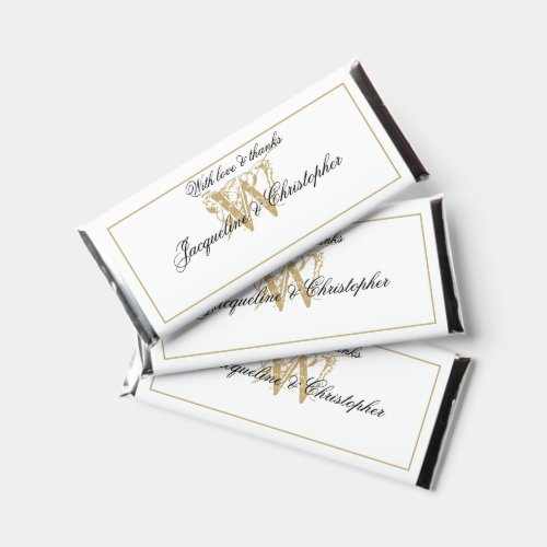 Monogram Elegant Classic White Gold Modern Chic  Hershey Bar Favors
