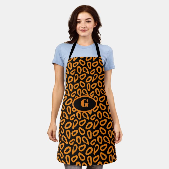  Monogram Elegant Customize Papaya Pattern  Apron (Worn)