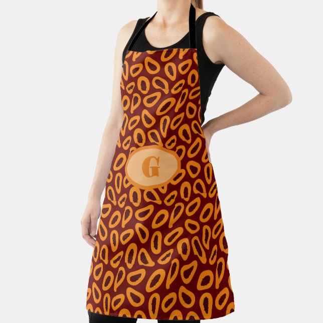  Monogram Elegant Customize Papaya Pattern  Apron (Insitu)