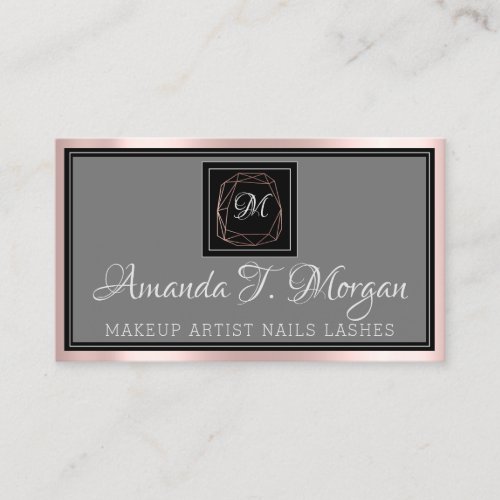 Monogram Elegant Diamond Appointment Pink Blush Business Card