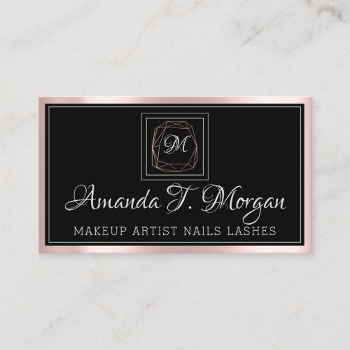 Monogram Elegant Diamond Appointment Pink Unique Business Card