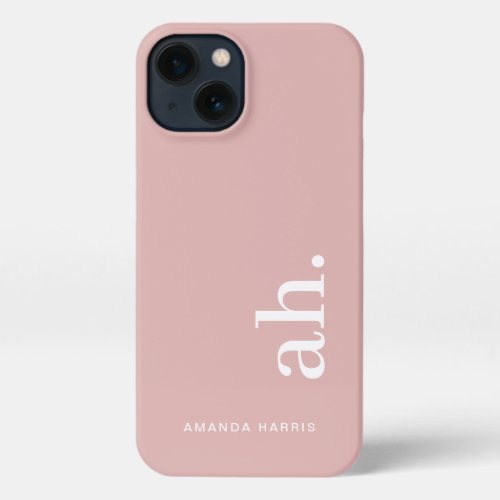 Monogram Elegant Dusty Pink Feminine Minimalist iPhone 13 Case