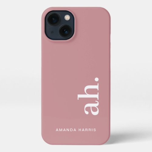 Monogram Elegant Dusty Rose Feminine Minimalist iPhone 13 Case