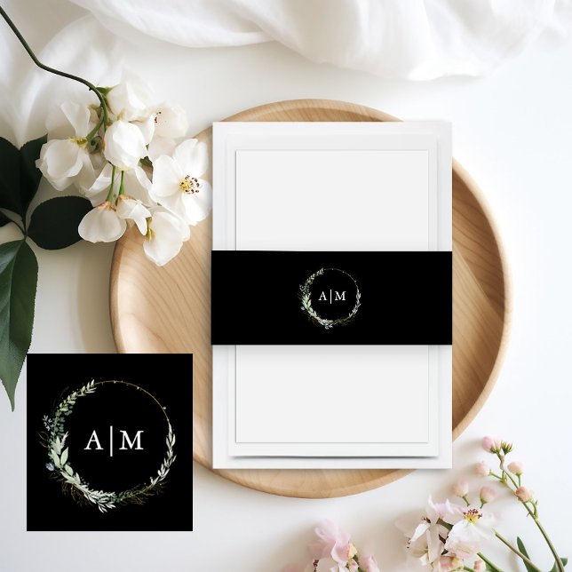 Monogram Elegant Eucalyptus  Invitation Belly Band (Creator Uploaded)