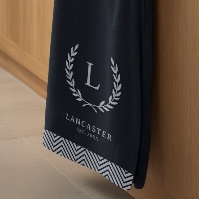 Monogram Elegant Farmhouse Modern Minimalist Name Kitchen Towel (Creator Uploaded)