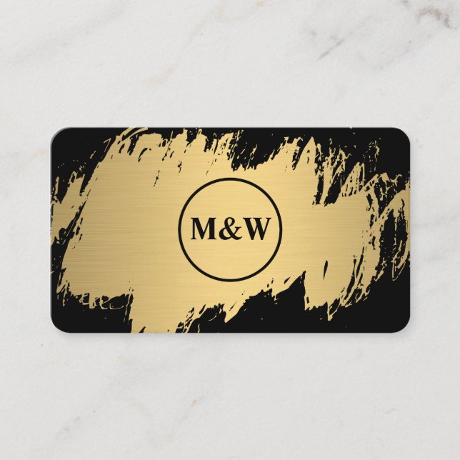 Monogram Elegant Faux Gold Grunge Business Card (Front)