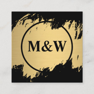 Monogram Elegant Faux Gold Grunge Square Business Card
