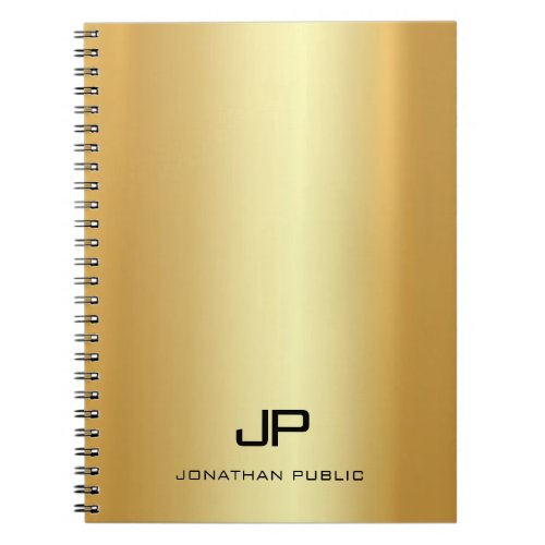 Monogram Elegant Faux Gold Template Modern Trendy Notebook