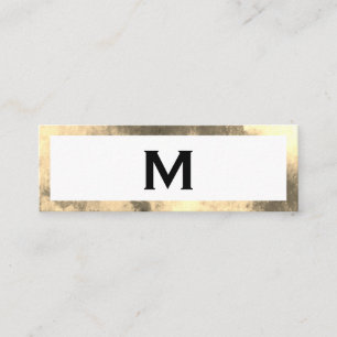 Monogram Elegant Faux Golden Border Mini Business Card