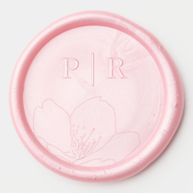 Monogram Elegant Floral Border Wedding Wax Seal Sticker (Front)