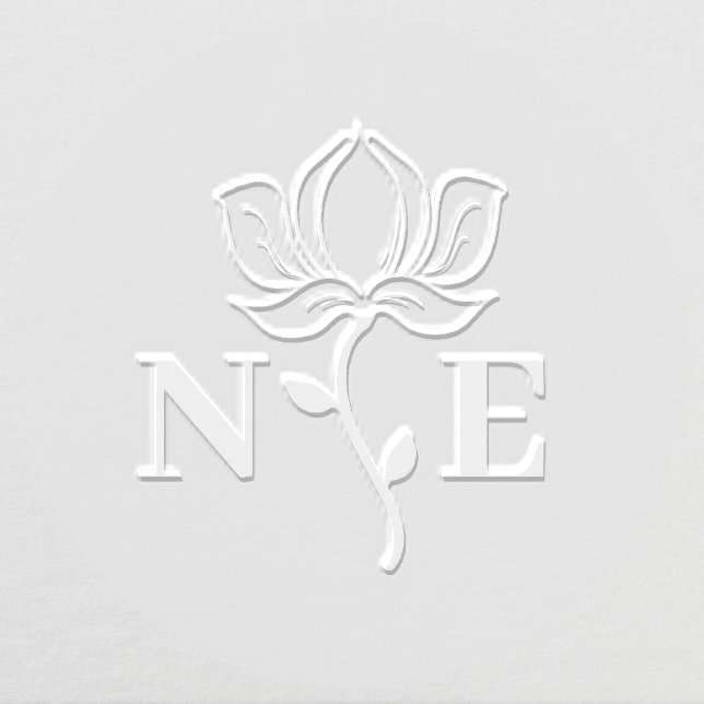 Monogram Elegant Floral Magnolia Wedding Embosser (Design)