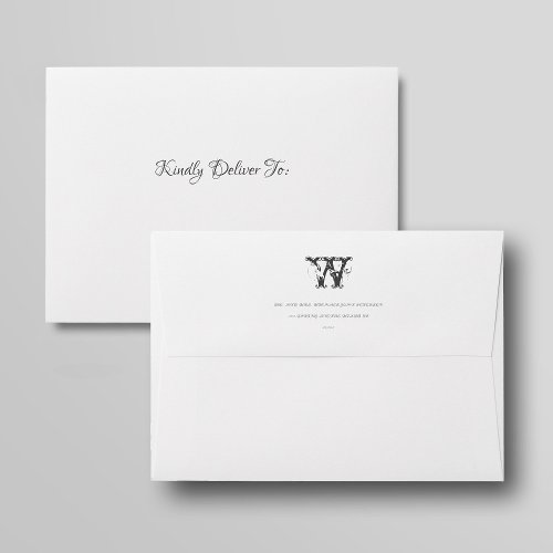 Monogram elegant formal vintage wedding envelope