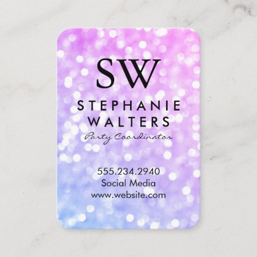 Monogram Elegant Glamour Glitter Business Card