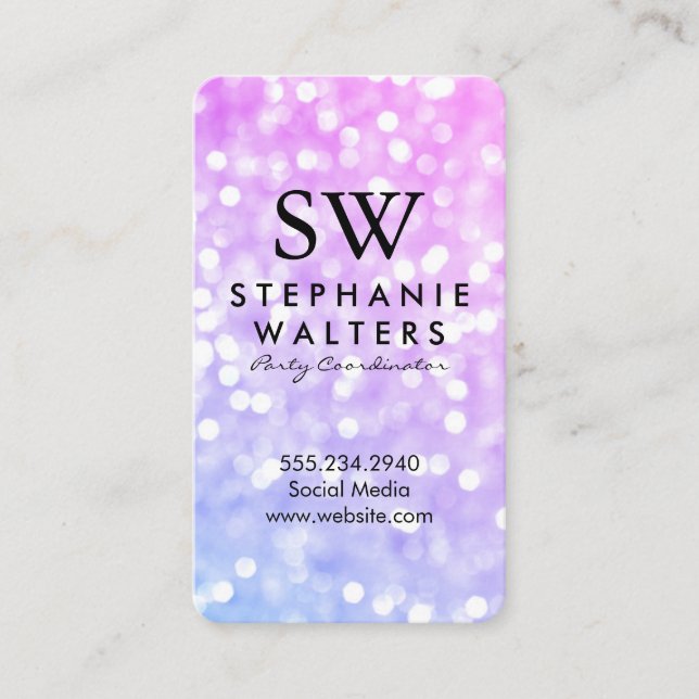 Monogram Elegant Glamour Glitter Business Card (Front)