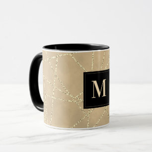 Monogram Elegant Gold Faux Glitter Mug
