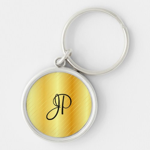 Monogram Elegant Gold Look Modern Template Keychain