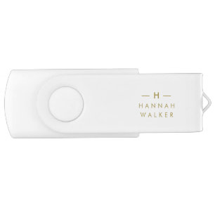 Monogram   Elegant Gold Minimalist Modern Chic Flash Drive