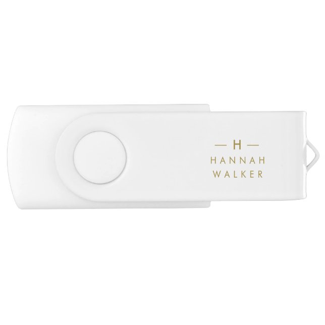 Monogram | Elegant Gold Minimalist Modern Chic Flash Drive (Front)