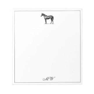 Monogram Elegant Horse Equestrian Custom Initials Notepad