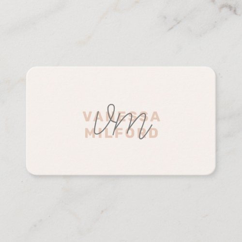 Monogram Elegant Ivory Cream Modern Minimalist Business Card