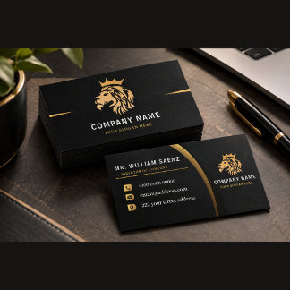 Monogram Elegant Lion Logo Business Card