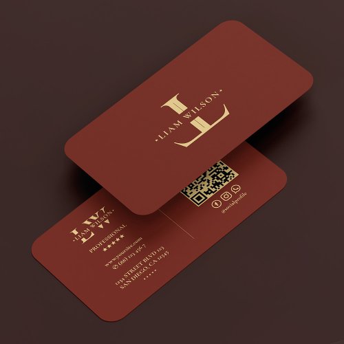 Monogram Elegant Logo L Modern Dark Terracotta Business Card