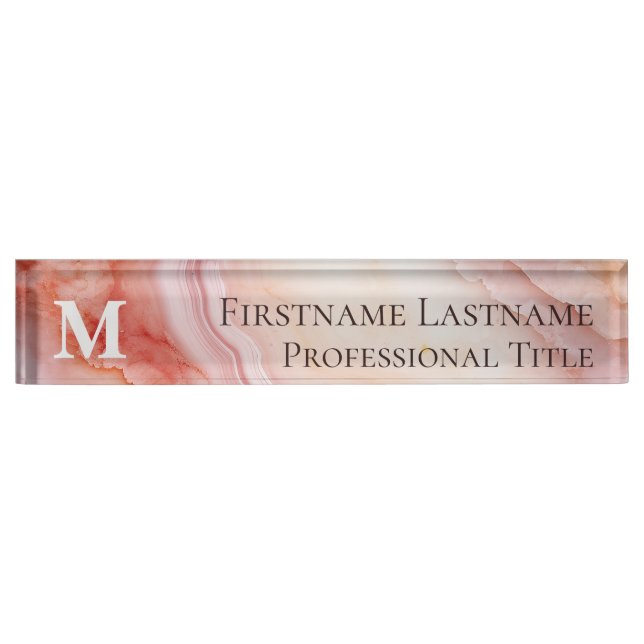 Monogram Elegant Marble  Desk Name Plate (Front)