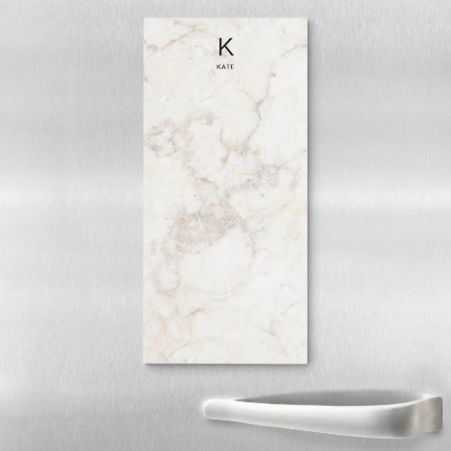 Monogram Elegant Marble Minimalist Personalized Magnetic Notepad