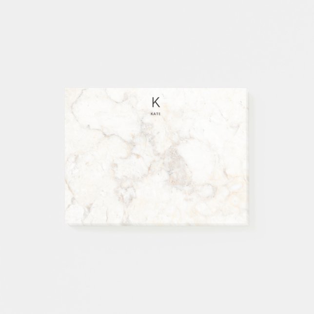 Monogram Elegant Marble Minimalist Post-it Notes (Front)