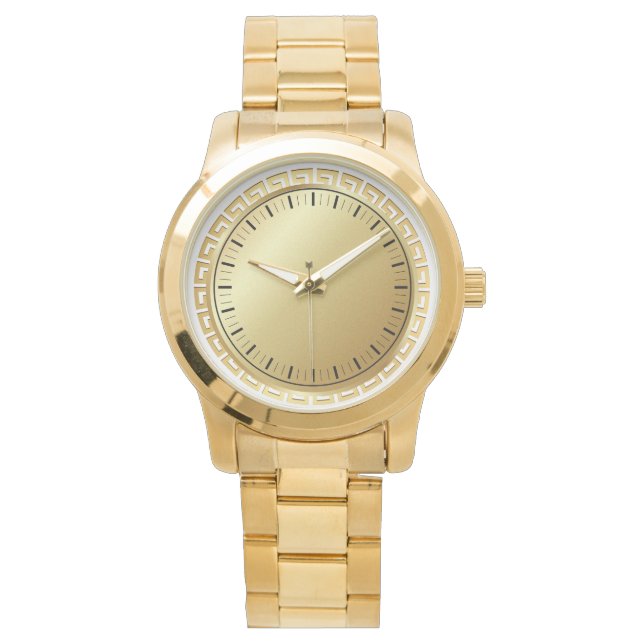 Monogram Elegant Men's Oversized Gold Bracelet Watch (Front)
