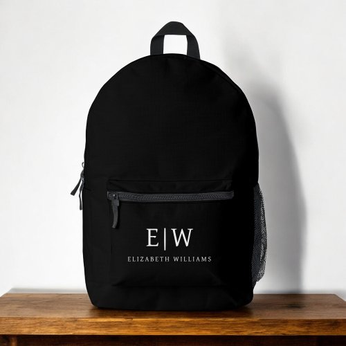 Monogram Elegant Minimal Black Printed Backpack