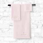 Monogram Elegant Minimal Blush Pink and Gold Bath Towel Set<br><div class="desc">A simple stylish custom monogram design in a gold modern minimalist typography on an elegant pastel blush pink background. The monogram initials and name can easily be personalized along with the feature line to make a design as unique as you are! The perfect bespoke gift or accessory for any occasion....</div>