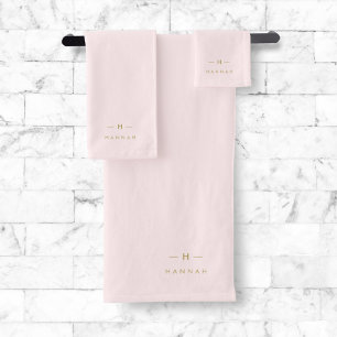 Pink and gold bath towels sale