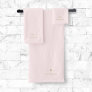 Monogram Elegant Minimal Blush Pink and Gold Bath Towel Set